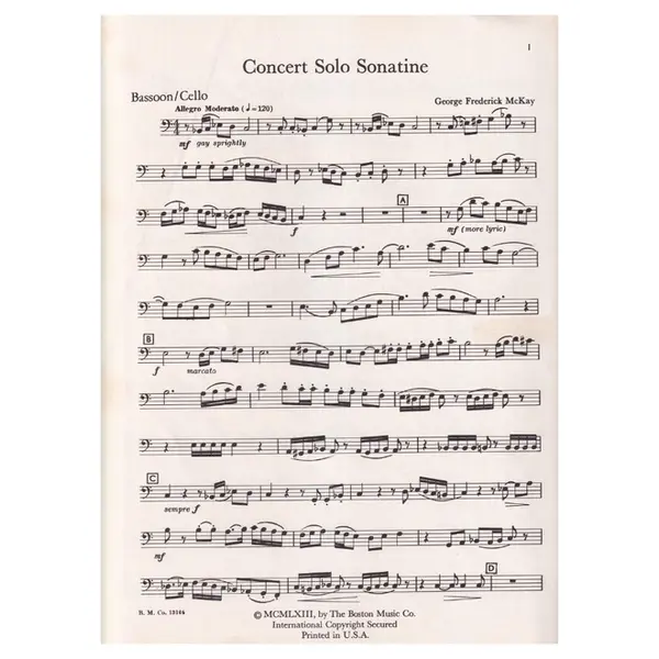 Concert Solo Sonatine for bassoon ou cello e piano