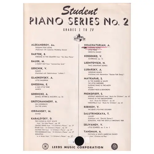 Evening Song - piano