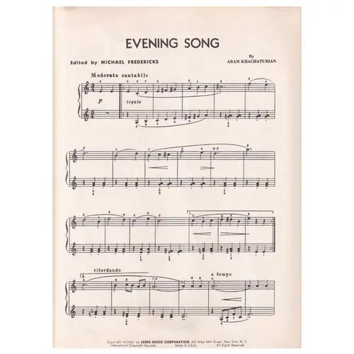Evening Song - piano