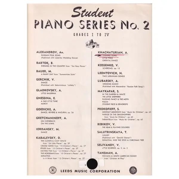 Evening Song - piano