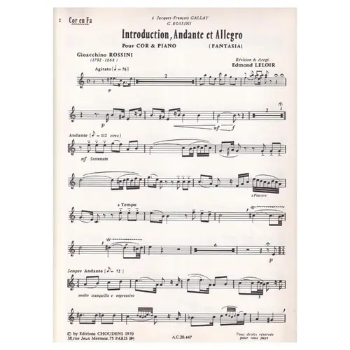 Introductions Andante Allegro pour cor et piano