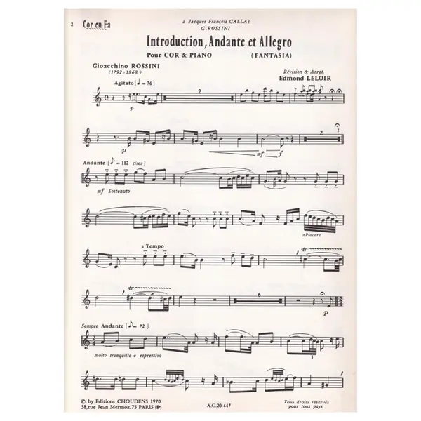 Introductions Andante Allegro pour cor et piano
