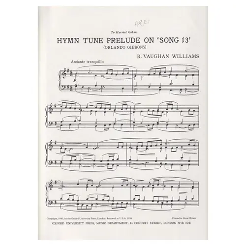 Hymn Tune Prelude on 'Song 13' for pianoforte