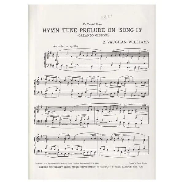 Hymn Tune Prelude on 'Song 13' for pianoforte