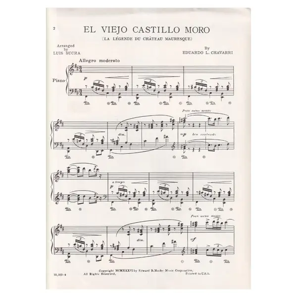 El Viejo Castillo Moro  for piano solo