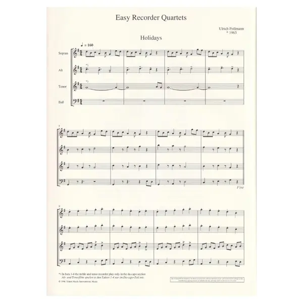 Swinging Holidays - Vol.3  Easy Recorder Quartets