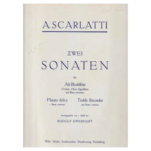 Zwei Sonaten fur Alt-Blockflote und bass continuo