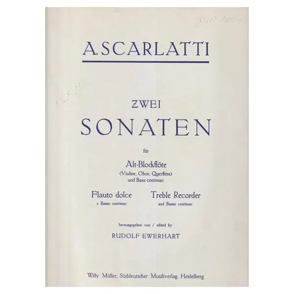 Zwei Sonaten fur Alt-Blockflote und bass continuo