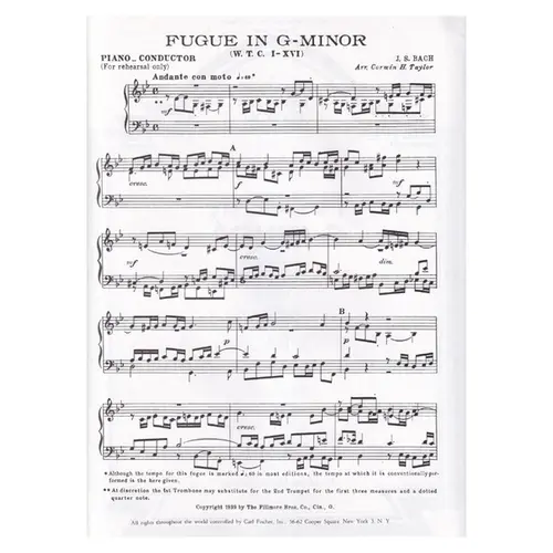 Fugue In G Minor for brass quartet
