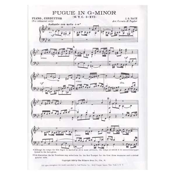 Fugue In G Minor for brass quartet