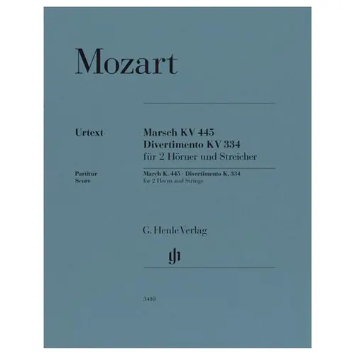 March K. 445 and Divertimento K. 334 for 2 Horns and Strings - Score