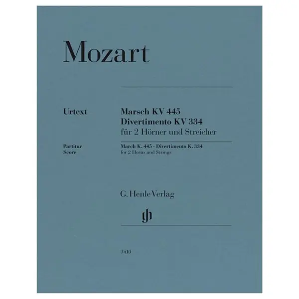 March K. 445 and Divertimento K. 334 for 2 Horns and Strings - Score