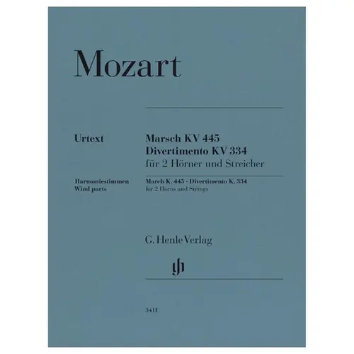 March K. 445 and Divertimento K. 334 for 2 Horns and Strings - partes
