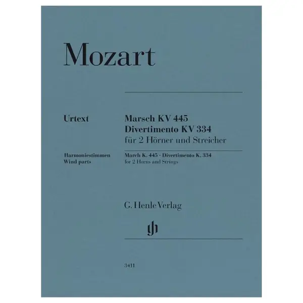 March K. 445 and Divertimento K. 334 for 2 Horns and Strings - partes