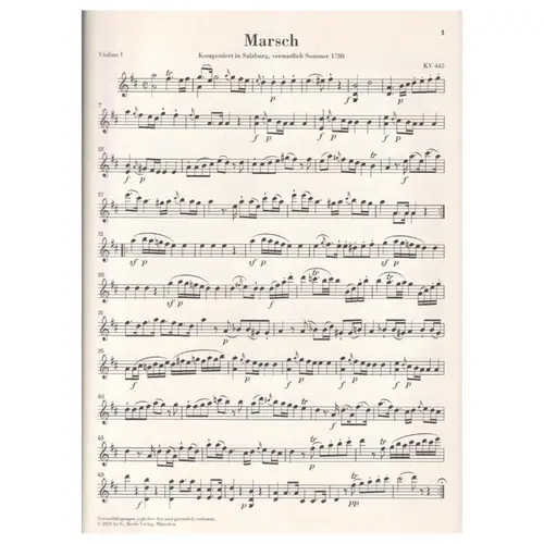 March K. 445 and Divertimento K. 334 for 2 Horns and Strings - Set of strings