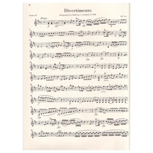 March K. 445 and Divertimento K. 334 for 2 Horns and Strings - Set of strings