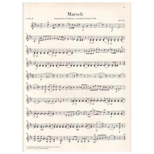 March K. 445 and Divertimento K. 334 for 2 Horns and Strings - Set of strings