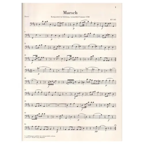 March K. 445 and Divertimento K. 334 for 2 Horns and Strings - Set of strings
