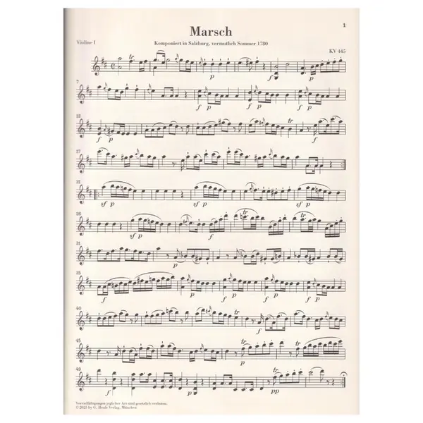 March K. 445 and Divertimento K. 334 for 2 Horns and Strings - Set of strings