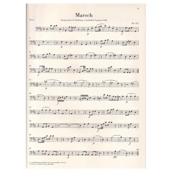 March K. 445 and Divertimento K. 334 for 2 Horns and Strings - Set of strings