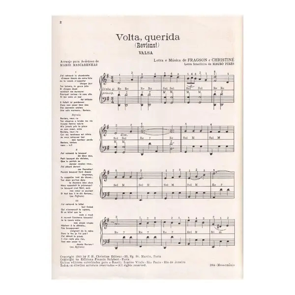 Volta, Querida(Réviens) - Valsa