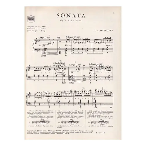 Sonata per Pianoforte Op.31 N.2 in Re Min