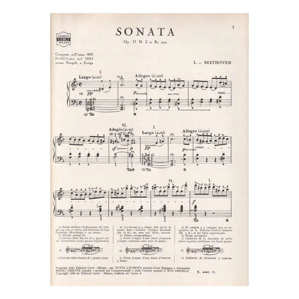 Sonata per Pianoforte Op.31 N.2 in Re Min