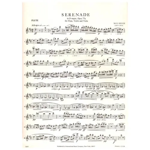 Serenade In D Major, op.77 a for flute, violin and viola - parts