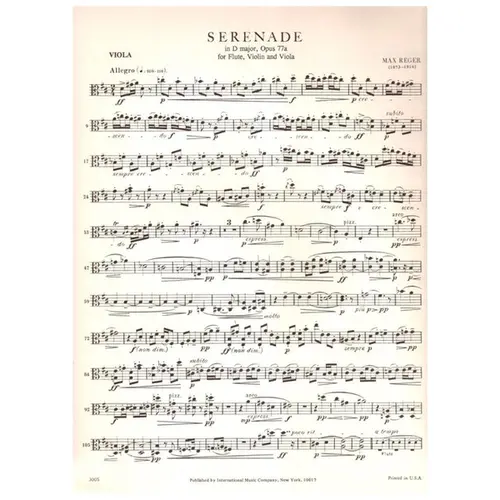 Serenade In D Major, op.77 a for flute, violin and viola - parts