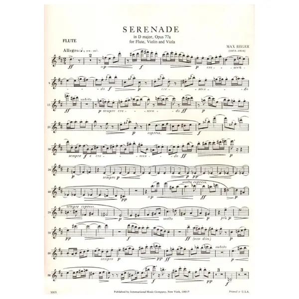 Serenade In D Major, op.77 a for flute, violin and viola - parts