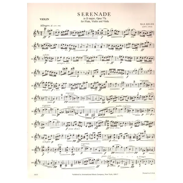 Serenade In D Major, op.77 a for flute, violin and viola - parts