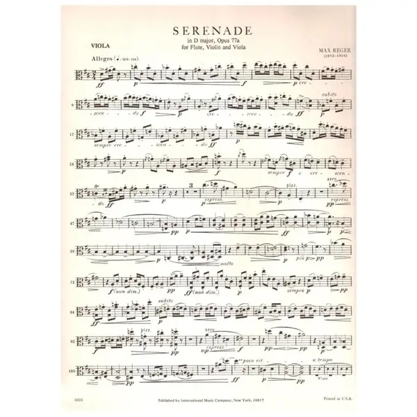 Serenade In D Major, op.77 a for flute, violin and viola - parts