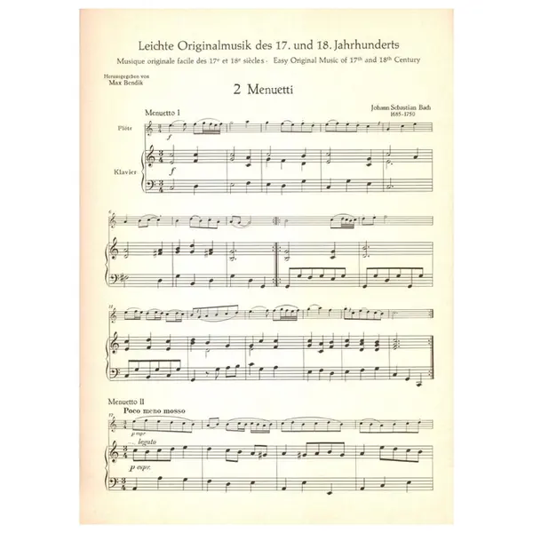 Leichte Originalmusik Des 17. und 18 Jahrhunderts fur flote