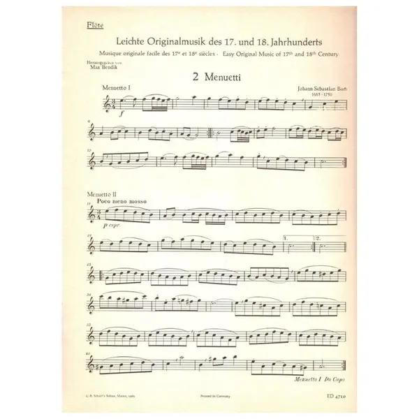 Leichte Originalmusik Des 17. und 18 Jahrhunderts fur flote