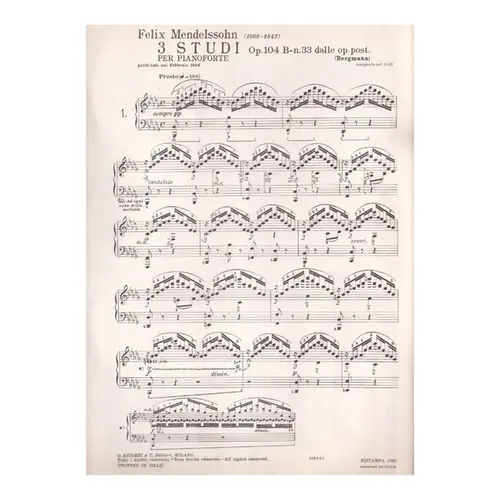3 Studi - Op.104 B N.33   Dalle Opere Post.