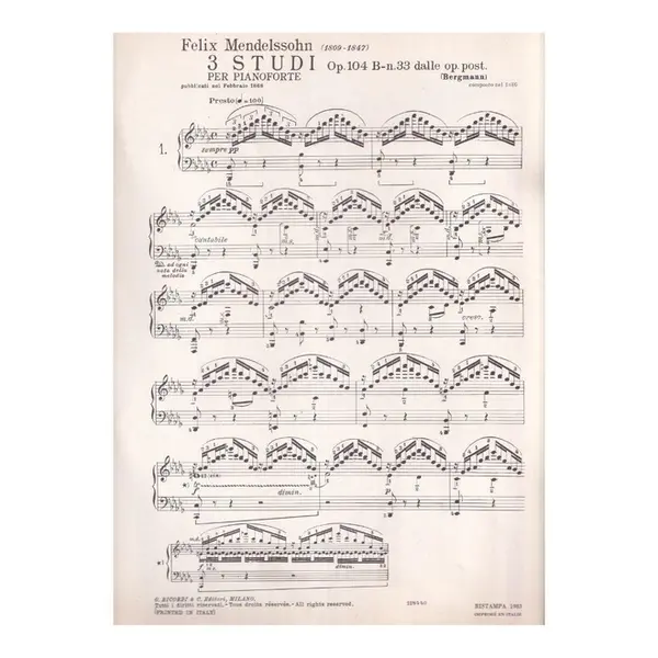 3 Studi - Op.104 B N.33   Dalle Opere Post.