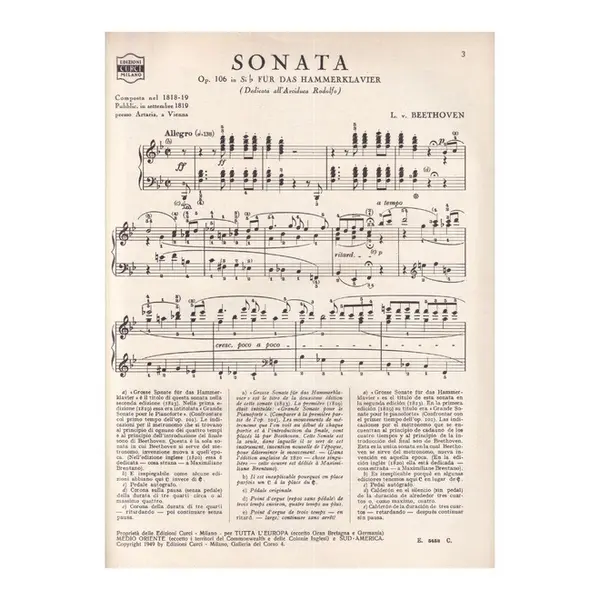 Sonata - Op.106 In Si B (Rev. A. Schnabel)