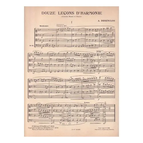 Douze Leçons D'Harmonie - Livre du Maitre