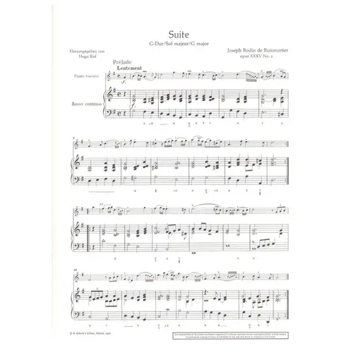 Suite G Dur fur querflote und basso continuo