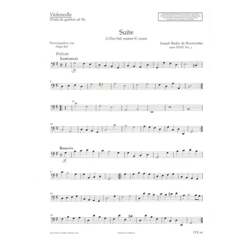 Suite G Dur fur querflote und basso continuo