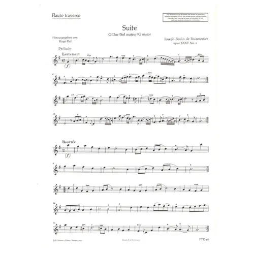 Suite G Dur fur querflote und basso continuo