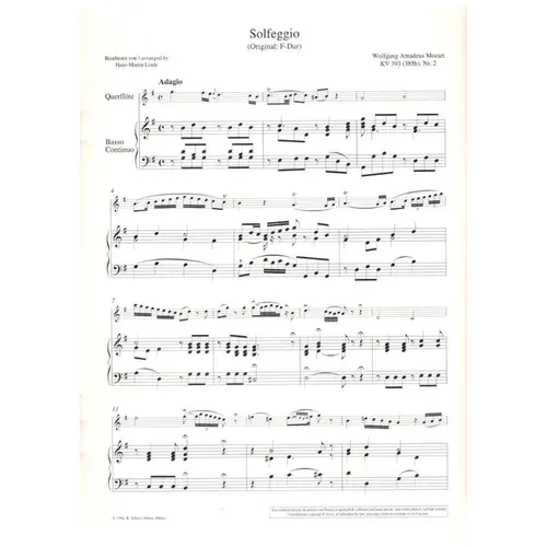 2 Solfeggien - KV 393 fur Querflote und basso continuo
