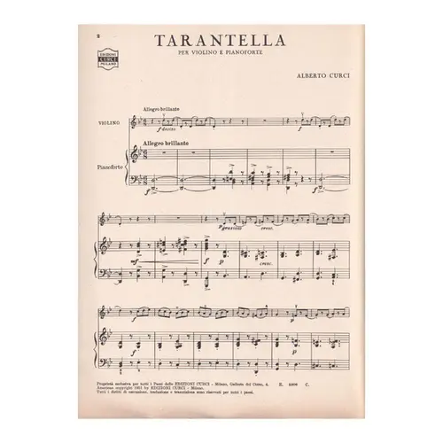 Tarantella Per Violino e Pianoforte