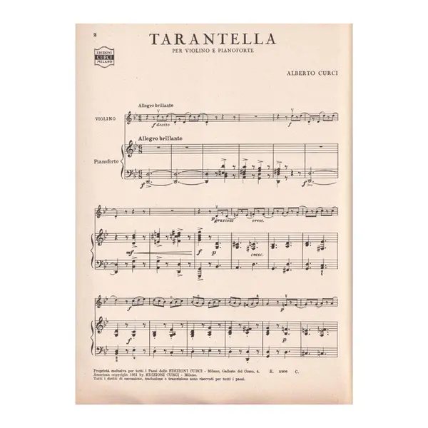 Tarantella Per Violino e Pianoforte