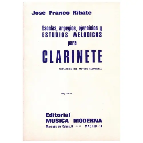 Escalas, Arpegios, ejercicios y estudios melodicos para Clarinete