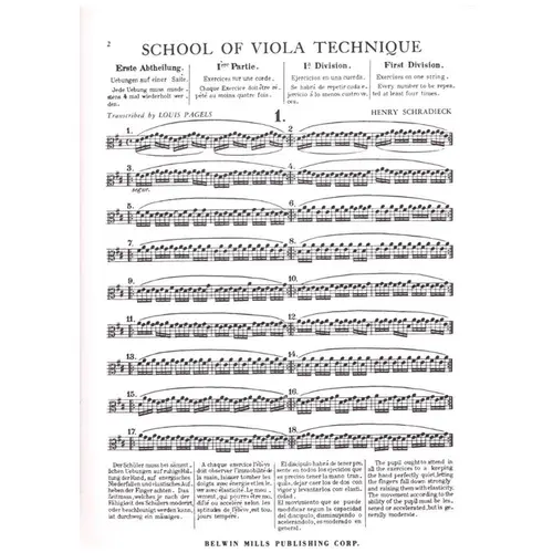 School of viola technique- book I