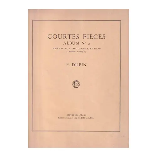 Courtes Pieces - Album n.2 pour batterie, trois timbales et piano