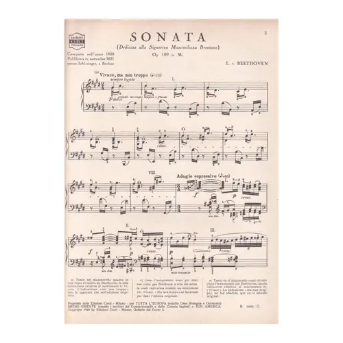 Sonata per pianoforte Op.109 In Mi  - Schnabel
