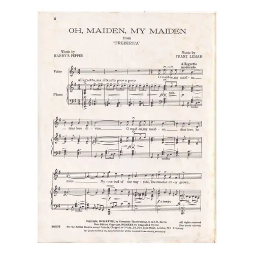 Oh Maiden,My Maiden No.2 In G