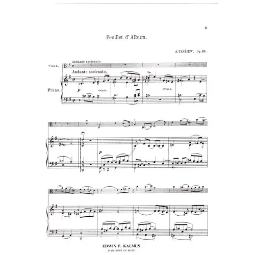 Feuillet d'Album op. 33 for viola and piano